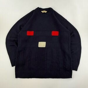 Vintage Natural Collection Sweater Mens L Navy Knit Pullover 90s Style